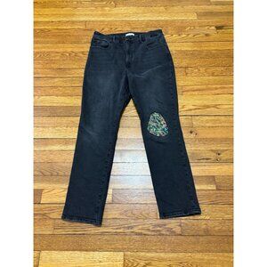 Good American Jeans Womens Size 14/32 Black Good Classic Ripped Skinny GC625T